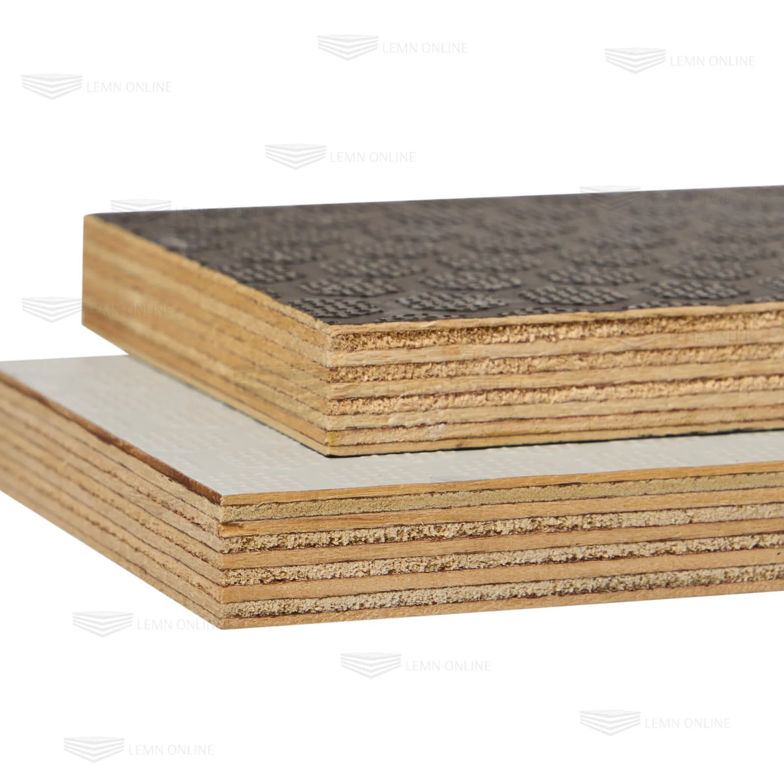 Placaj Antiderapant Hexa Mesteacan 1250x2500mm 2 Mostre suprapuse de placaj antiderapant cu model hexagonal
